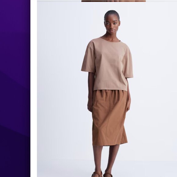 UNIQLO U AIRism Cotton Relaxed T-Shirt BROWN Size M NWT - Picture 1 of 7